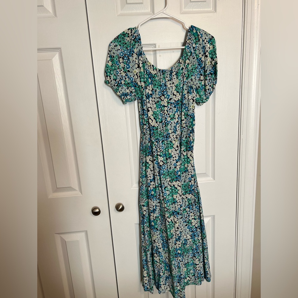 Blue off the shoulder maxi dress